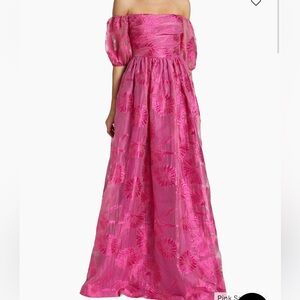 ML Monique Lhuillier Organza Jacquard Off-The-Shoulder Gown